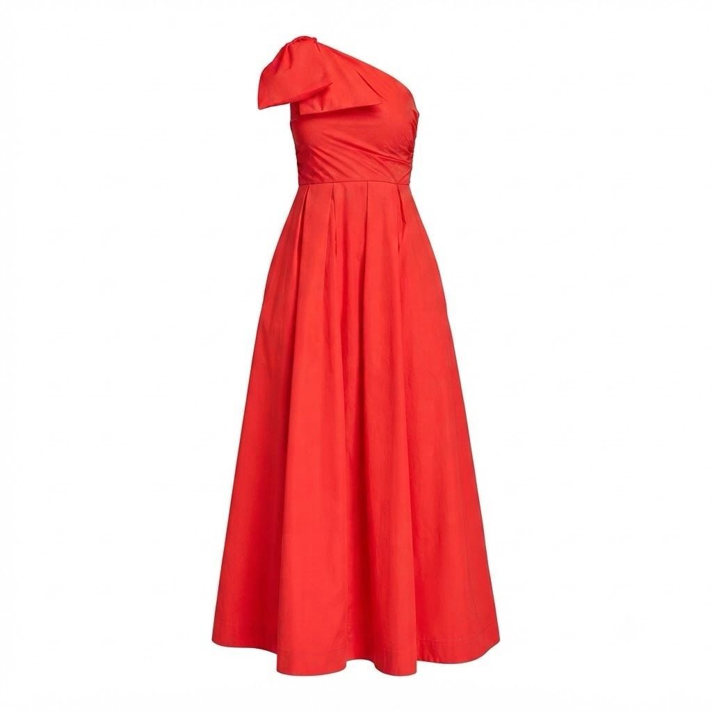 Donna Karan New York Dramatic Bow One-Shoulder Lavish Gown Sahara Red 4